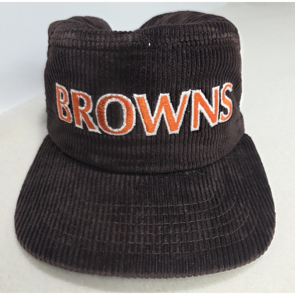 VTG Cleveland Browns Hat Cap‎ Corduroy New Era Spell Out 90s Dupont Mesh Shaper